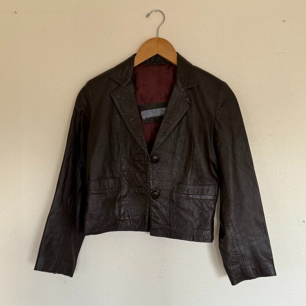 Vintage Sharara Leather Clothes Brown Cropped Blazer Small